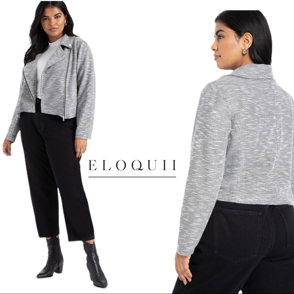NEW Eloquii Soft Knit Moto Jacket